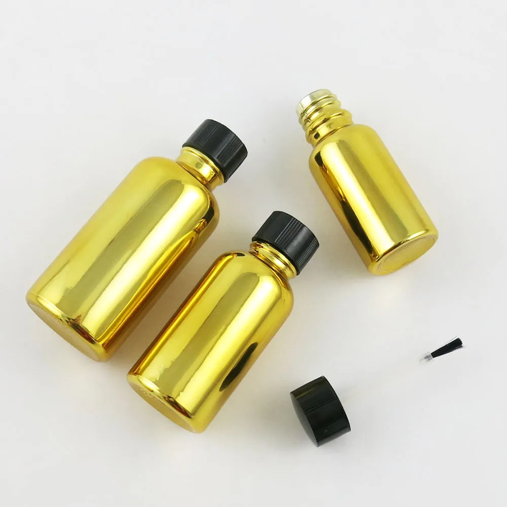 

10 x 10ml 20ml 30ml 50ml 100ml Essential Oil Travel Portable Gold Painting Glass With Brush For Liquid Reagent Pipette Bottle