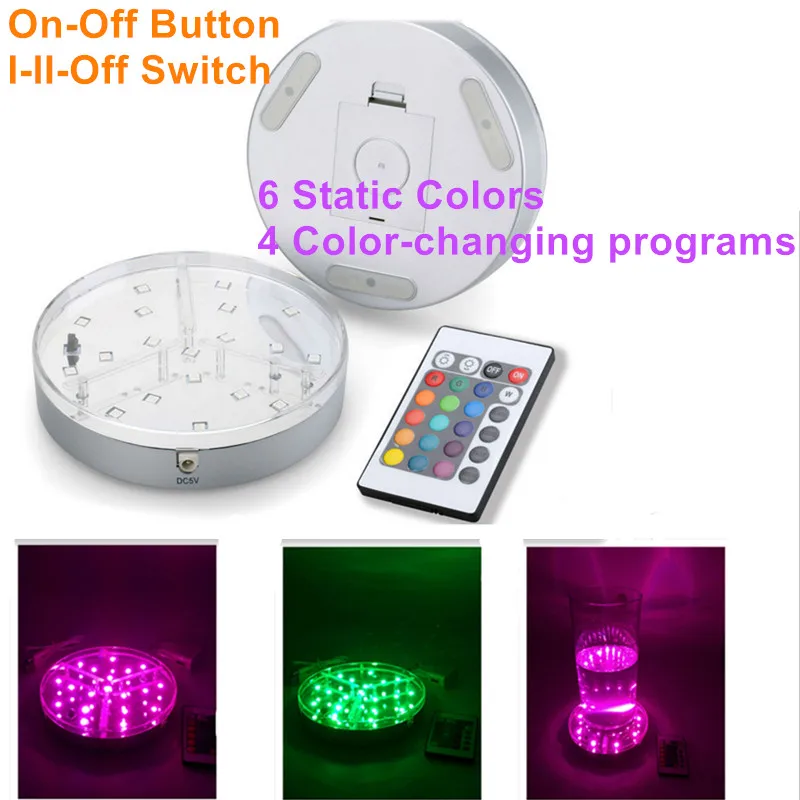 Illuminazione magica del centrotavola di nozze!!! Multicolore ricaricabile a batteria al litio da 6 pollici a LED sotto la Base della luce a LED del vaso