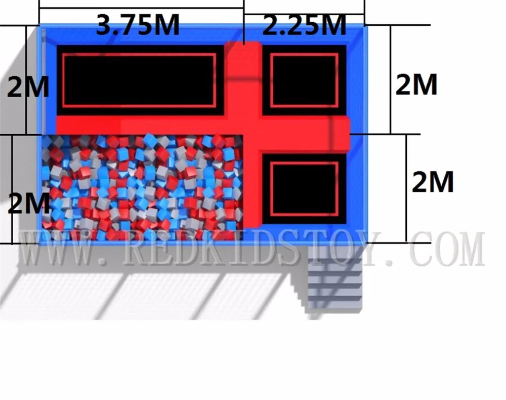 Exported to Chile Indoor Trampoline 6x4m With Foam Pit 3.75x2m LG-HZ016b