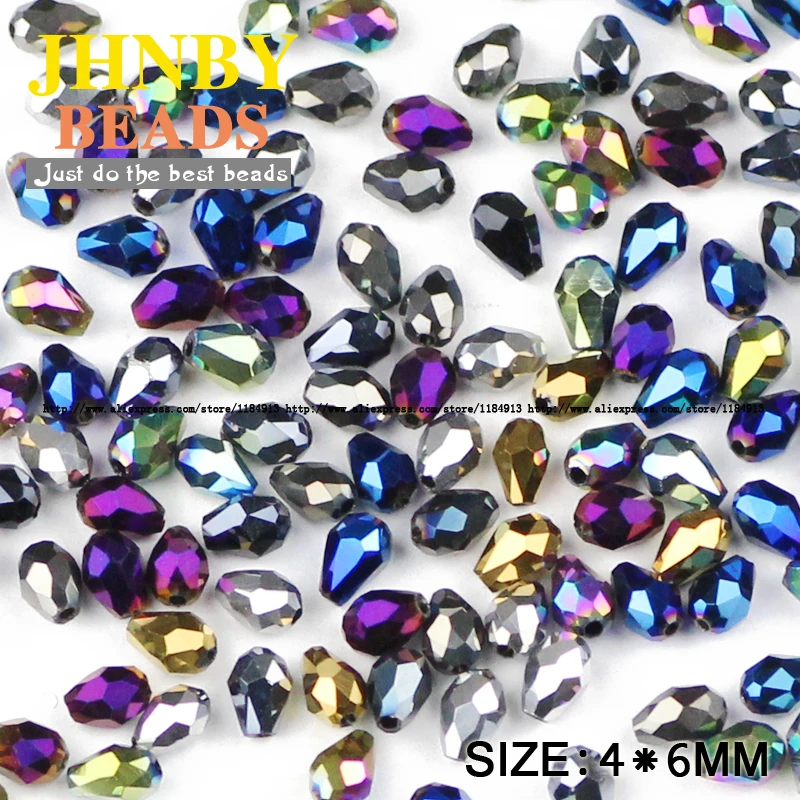 JHNBY Waterdrop Faceted Austrian crystal beads 4*6mm 100pcs Teardrop glass Loose bead for jewelry making bracelet accessoriesDIY