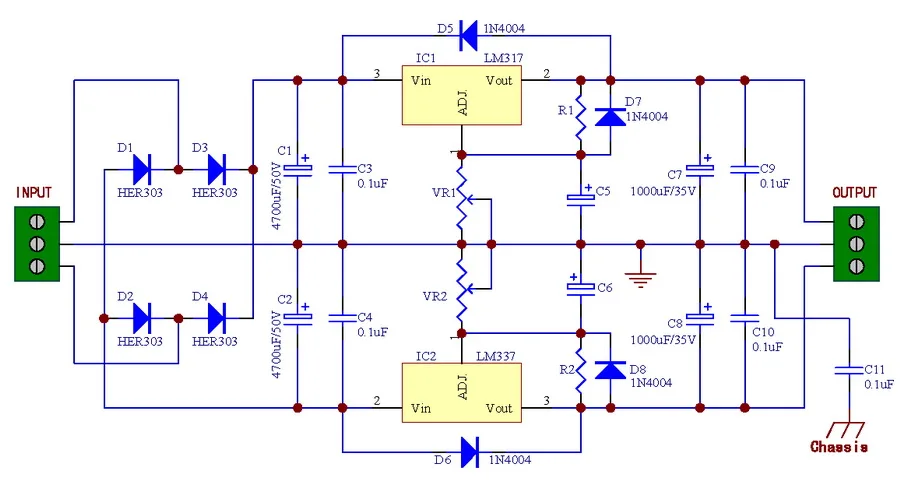 Voltage Regulator PCB for LM317 LM337 or 78xx 79xx IC.