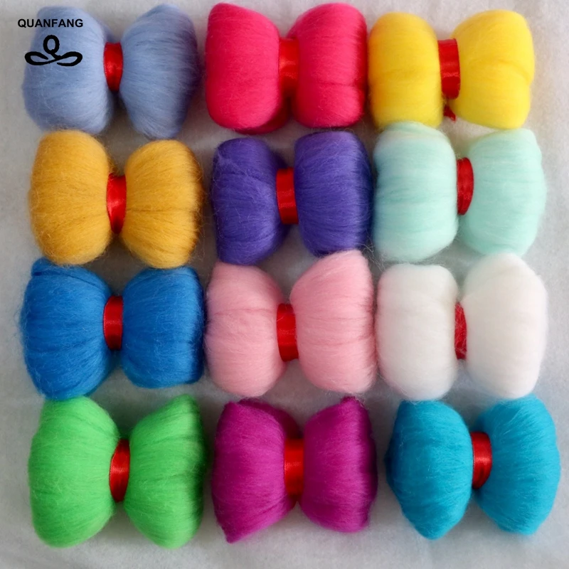 QUANFANG Needle Felting Wool Natural Collection Soft Wool Fiber For DIY Sewing  Doll Needlework Felting Crafts gift