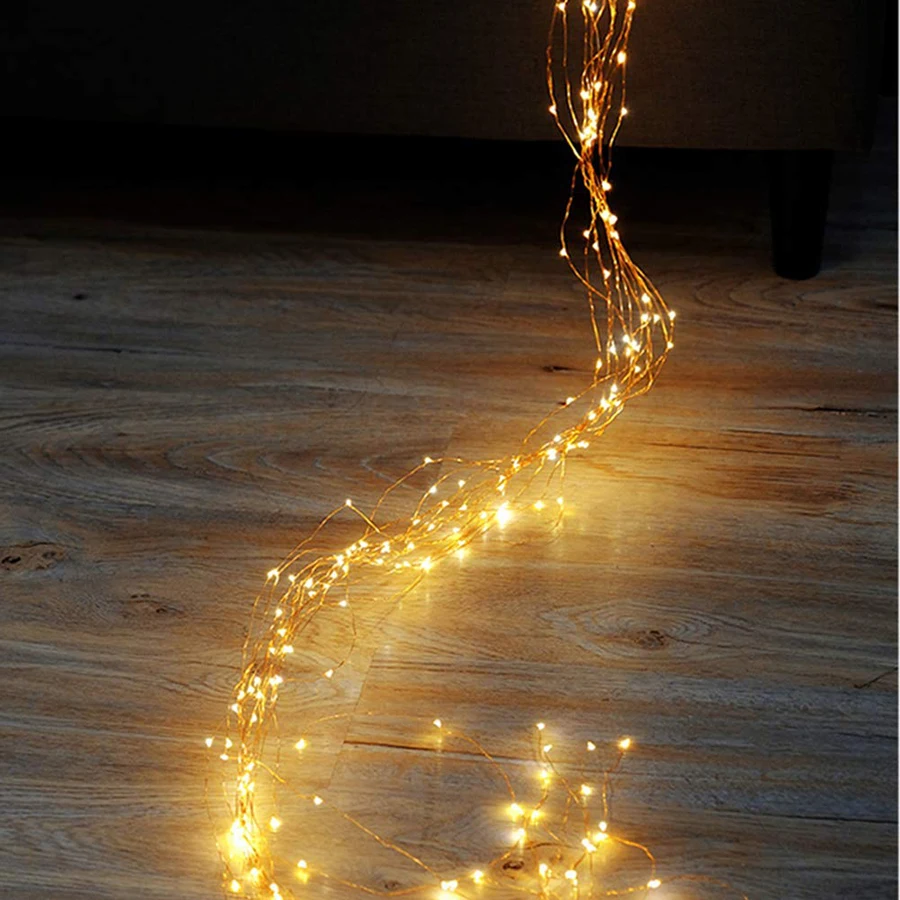 100/200LEDS Solar Waterfall Lights Tree Vine String Lights Copper Wire Branches Fairy Light for Wedding Party Tree Decoration