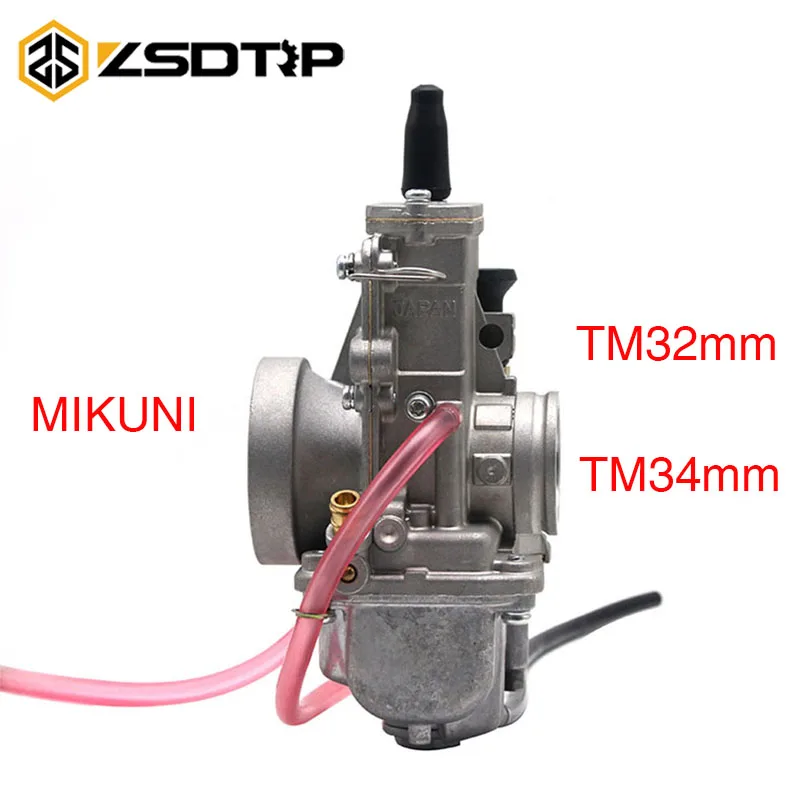 ZSDTRP Motorcycle Flat Valve MIKUNI TM28 TM30 TM32 TM34 TM38 28/30/32/34mm Quad Vent Carburetor Carb For 200cc - 400cc Racing