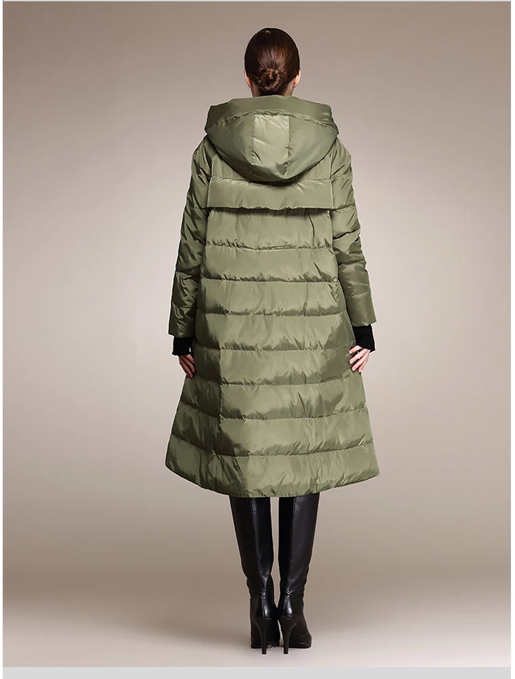 Abrigo de plumón de pato para mujer, Chaqueta larga con capucha de gran tamaño, holgada, gruesa y cálida, Wj1307, moda de invierno, 90%