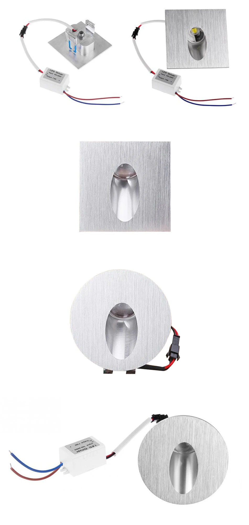 Led Wall Lamp 1W 3W Recessed Porch Pathway Step Stair Light Basement Bulb Spotlight Modern Home Decoration AC 85-265V