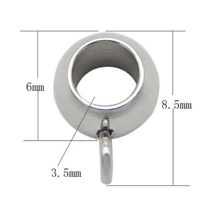 10pcs Stainless Steel Large Hole Beads Clasp for Jewelry Making Diy Leather Rope Bracelet Pendant Charms Connector Components