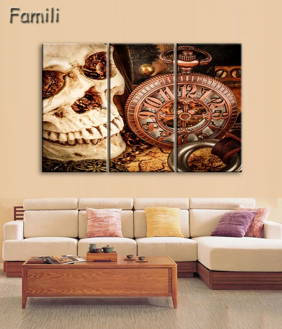

3pcs Canvas Poster Vintage Pocket Clock Time Minute Watch Elegant Style Ancient Map Still Life Room Home Wall Modern Art Decor