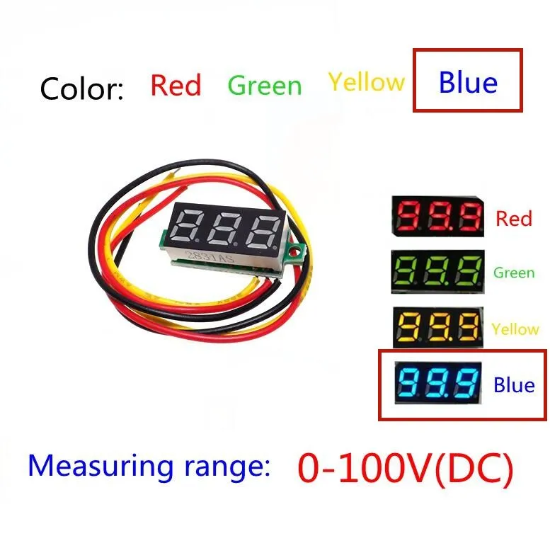 Blue Second line precision dc digital voltmeter head LED digital voltmeter DC4.5V-30V 0.28 Inch Mini Digital Voltmeter