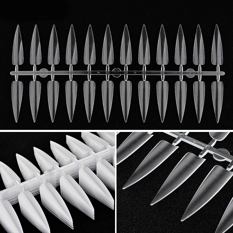 240-teiliges Nagelkunst-Set, klare, natürliche, vollständig bedeckende, ovale, spitze Stiletto-Kunstnägel für künstliche Maniküre im Salon – Detail 4