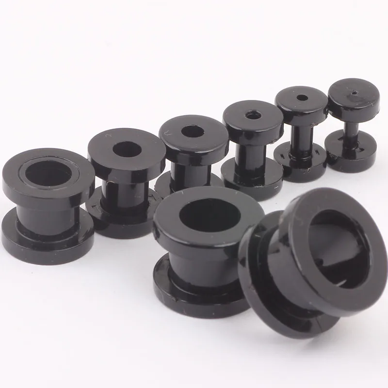 

Mix 8 Size 100pcs/lot Acrylic Black Screw Ear Plug Flesh Tunnel Piercing Body Jewelry