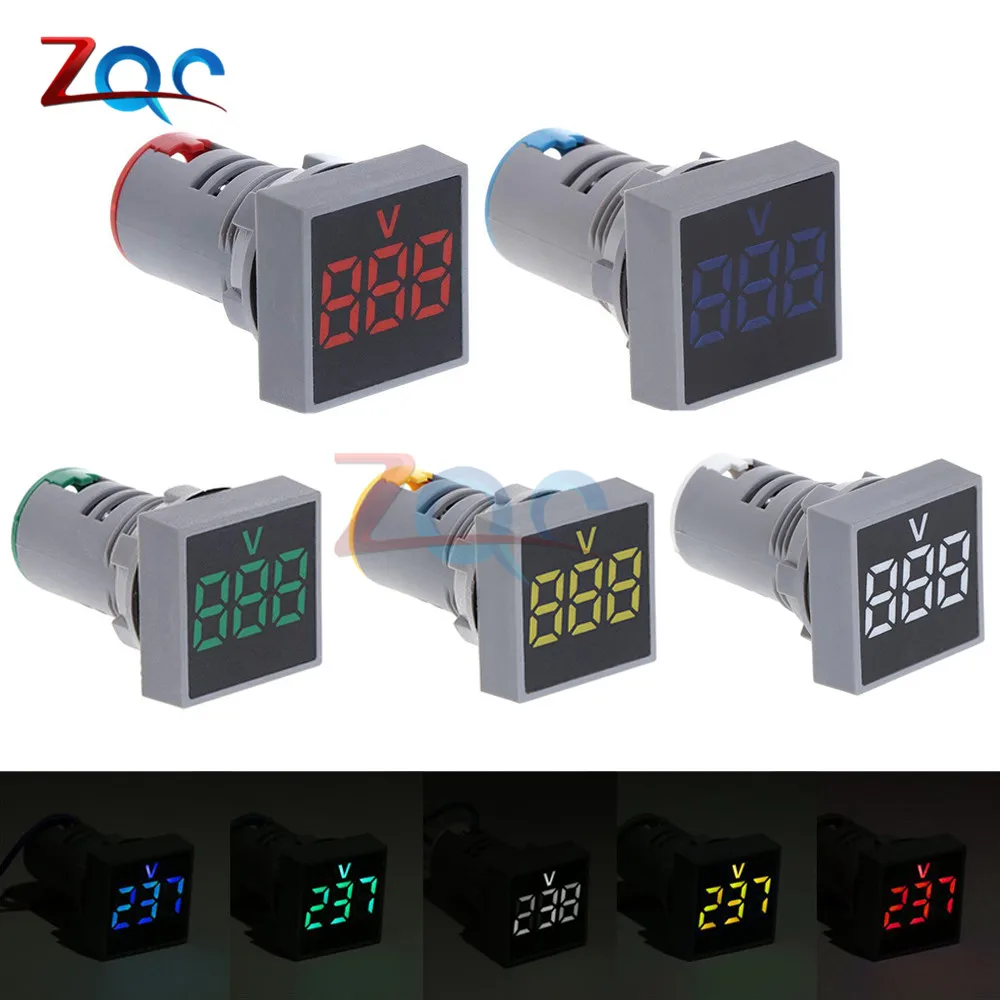 Square LED Digital Dual Display Voltmeter Ammeter Signal Lights Volt Voltage Gauge Current Tester Meter AC 60-500V 0-100A 220V