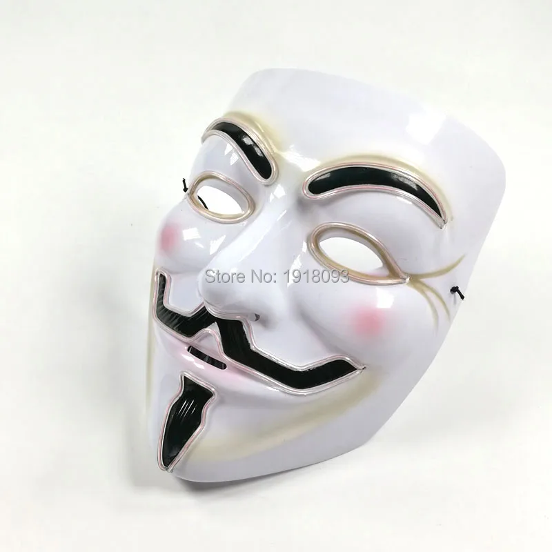 Hot lighting Halloween Vendetta Mask 10 colors el wire neon Mask as Holiday lighting For Festival Carnival Dance Night Party