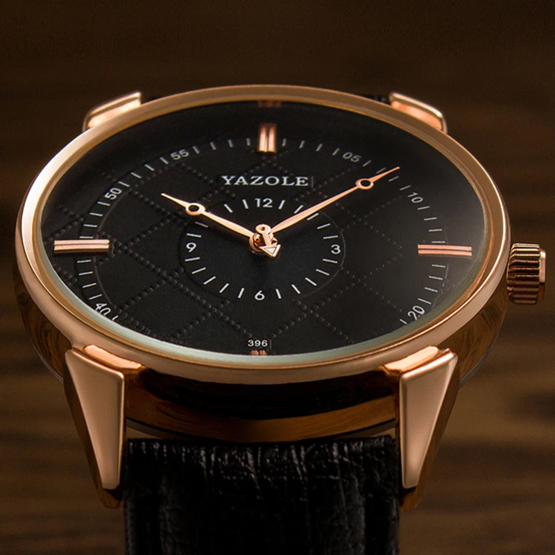 YAZOLE – montre de luxe pour hommes, étanche, bracelet en cuir, horloge