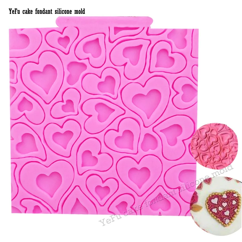 Lace Baking Mat Silicone Mold Heart pattern border Mould Sugar Craft Cake Fondant Cake Decorating Love F0857