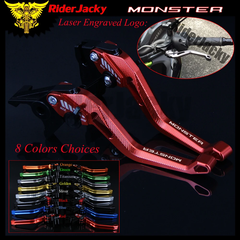 RiderJacky 3D Rhombus Hollow Adjustable Motorcycle Brake Clutch Levers For Ducati 821 Monster/Dark/Stripe 2018 18