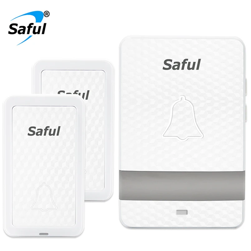 Saful Self-powered Door Bell No Battery Wireless Waterproof Push Botton 150M Long Range Electrical Smart LCD Doorbell Home Ring