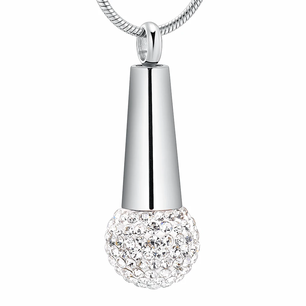 

Microphone with Crystals Memorial Jewelry Cremation Pendant Stainless Steel Funeral Urn Necklace for Women Keepsake Jewelry