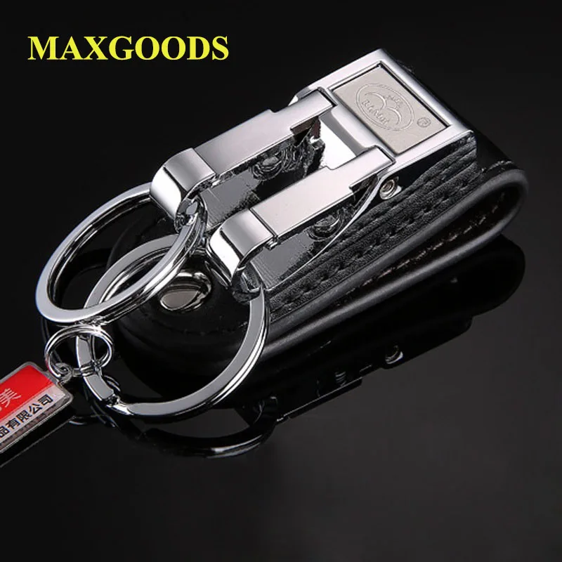 Black Brown Leather Belt Buckle Clip Random Color 2 Loops Key chain Fashion Simple Key Ring Holder Fashion For Men Hot Sale