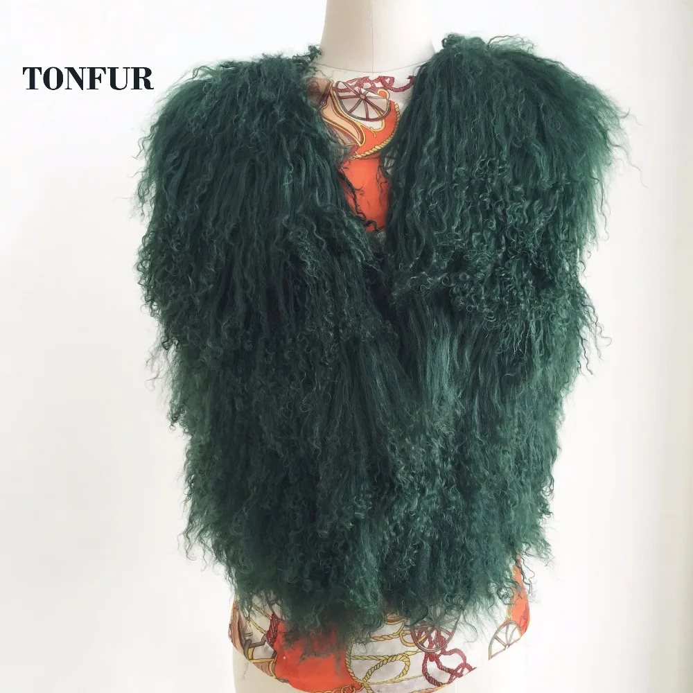 Luxury Long Mongolia Sheep Fur Vest Classical Fashion Trend Design Thick Warm Tan Sheep Fur Jacket Match wsr249