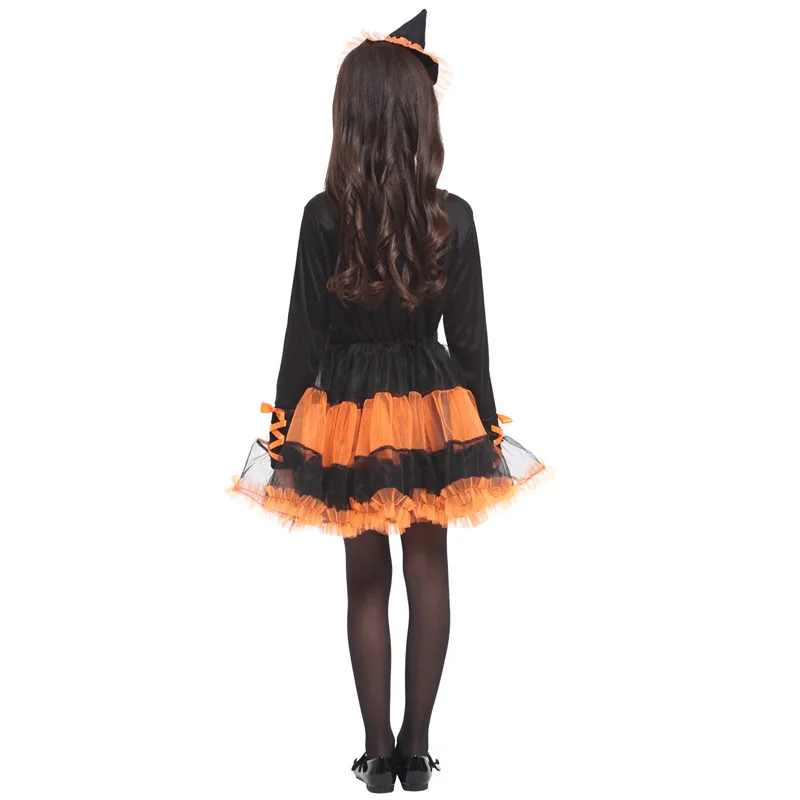 Enfants fille citrouille sorcière Costume noël carnaval Halloween COS mascarade enfants magicien assistant déguisement Cosplay vêtements