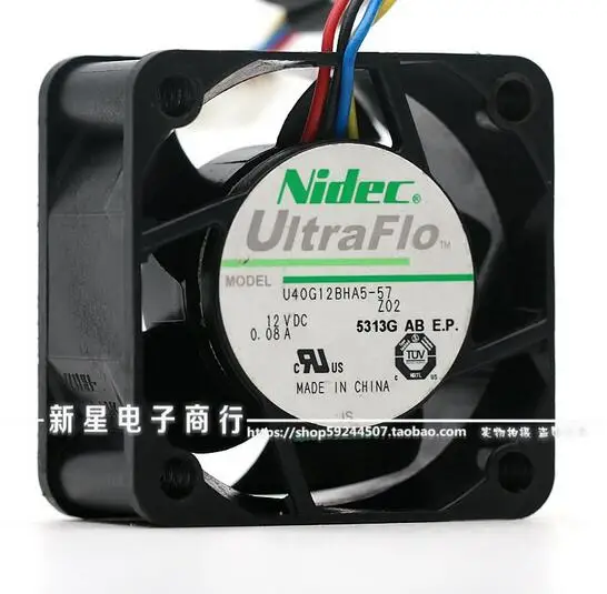 원래 NIDEC 4CM U40G12BHA5-57 4020 12V 0.08A 매우 조용한 4 선 PWM 팬