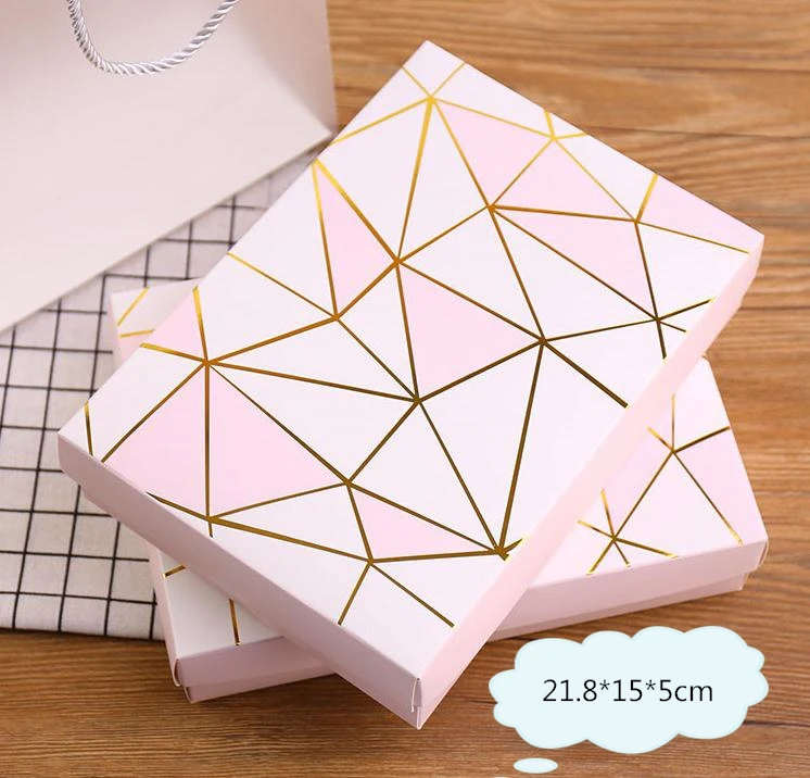 21.8x15x5cm pink hot stamping Design Paper Cake Box Chocolate Party Cookies Box Gift Box 100pcs/lot Free shipping SN1306