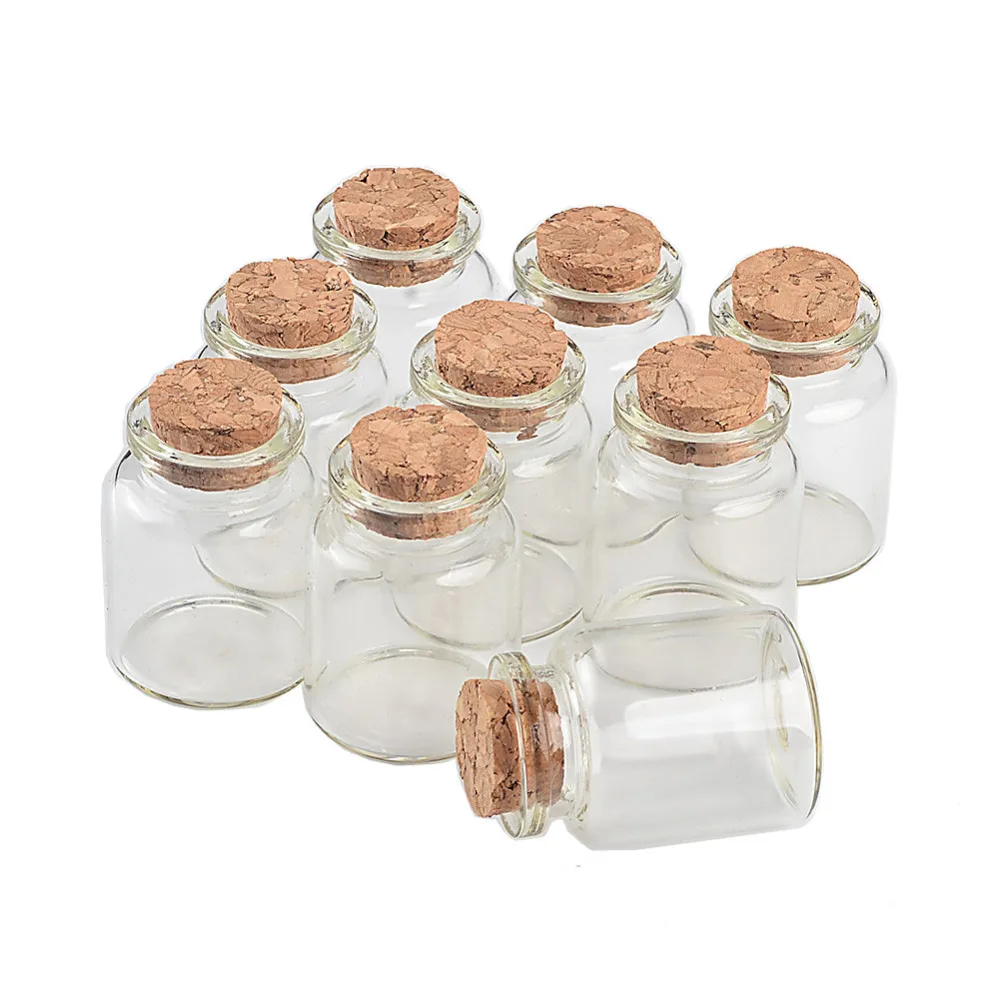 

15ml 30*40*17mm Mini Transparency Glass Bottles With Cork Empty Jars Crafts Clear Bottles 50pcs/lot