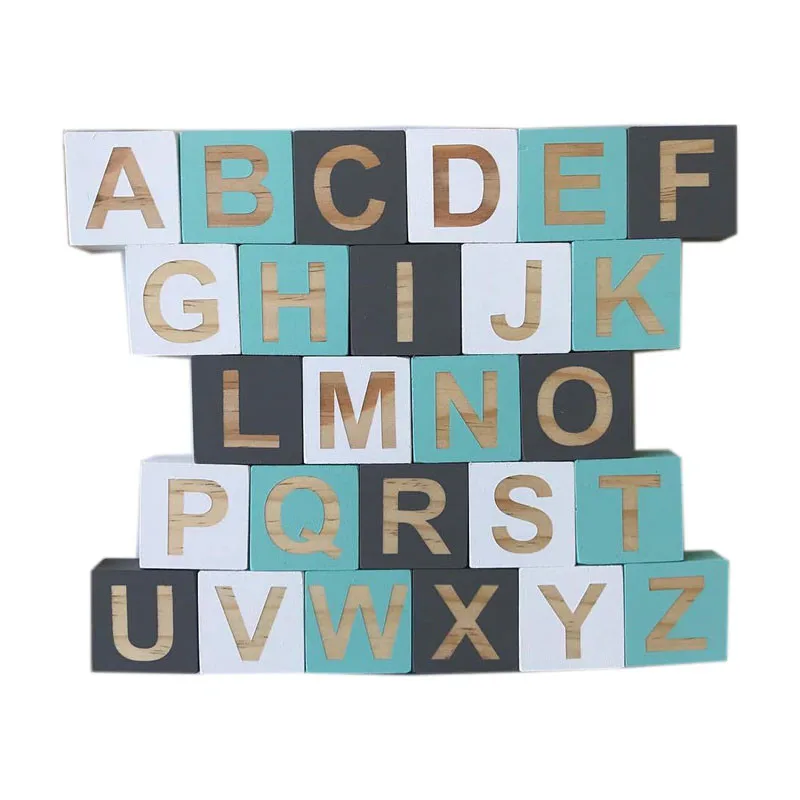 Nordic Colorful Natyral Wooden Alphabet Letters Baby Name Blocks For Nursery Bedroom Photo Shoot Decor Newborn Keepsake Gift