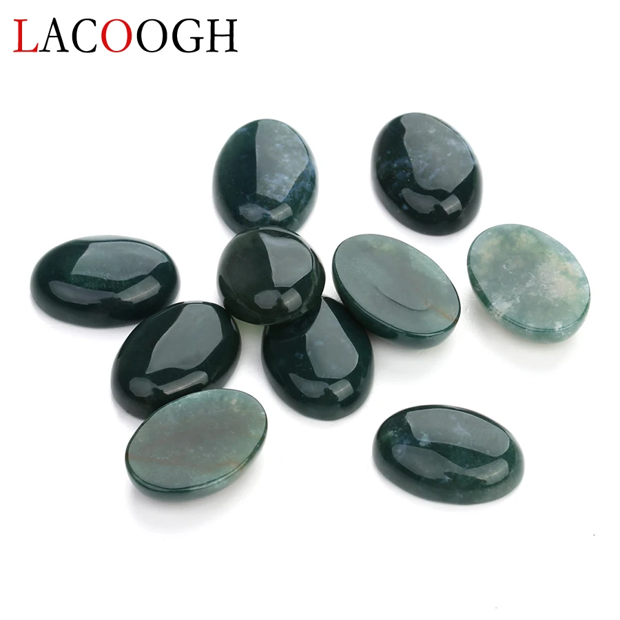 Wholesale Fashion Bulk 10pcs 13*18mm Oval Flat back Green Cabochons Beads Natural Stone Beads for DIY Jewelry Making Findings