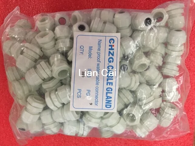 100pcs PG9 Waterproof nylon Cable Gland for 4-8mm cable