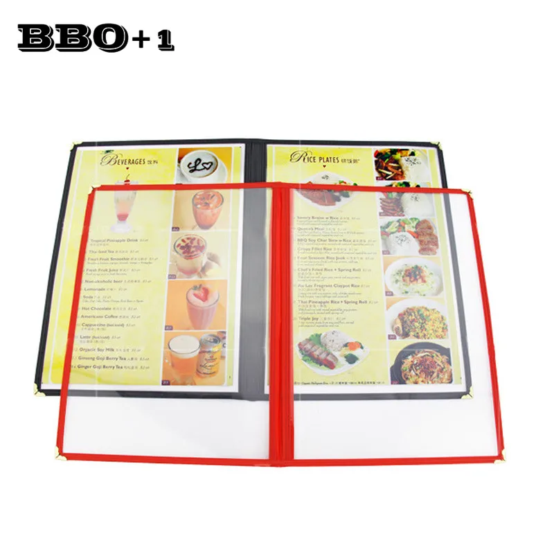 

Plastic Menu Cover Folder For A4 2 Sheet Four Page Panel Menu Holder Transparent Restaurant Hotel Cafes Bar Menu Holder Black