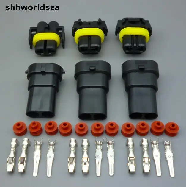 Shhworldsea 10set H11 H8 9005 HB3 9006 HB4 2 PIN car Waterproof Electrical Wire Connector Plug  Car Motorcycle Marine socket