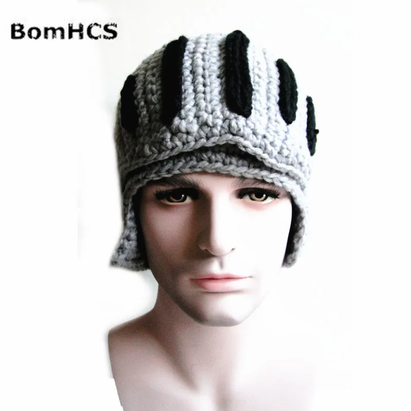 BomHCS Men\'s Warm Cable Handmade Knitted Beanie Warrior Helmet Hat Cap with Mask