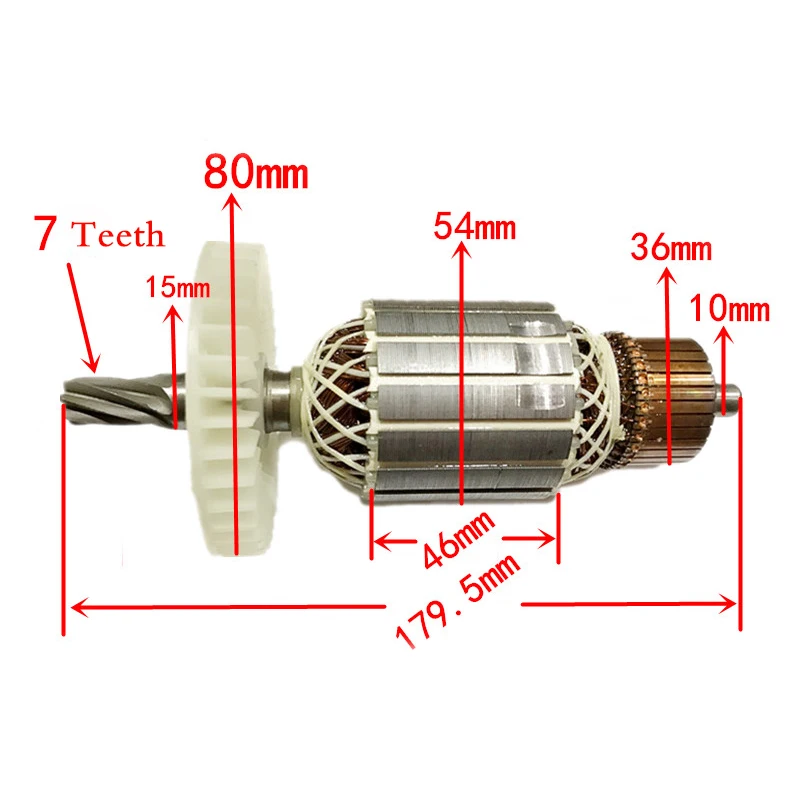 AC220-240V,7 Teeth Drive Shaft Electric Hammer Circular saws Armature Rotor, stator for Makita N5900B, High-quality!