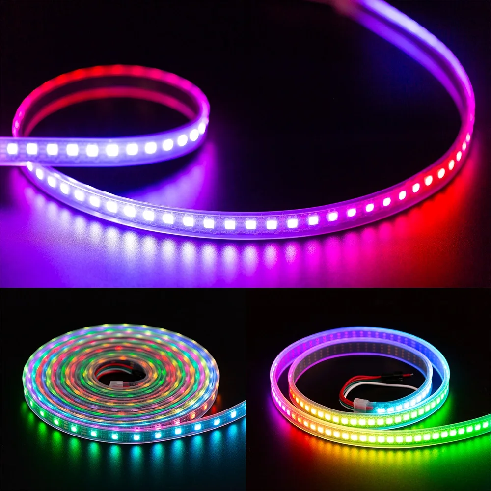 Bande lumineuse LED WS2812B, WS2812 RGB IC, entièrement adressable, 30 60 100 144 pixels, rétro-éclairage TV, PCB 35%, DC5V, noir blanc