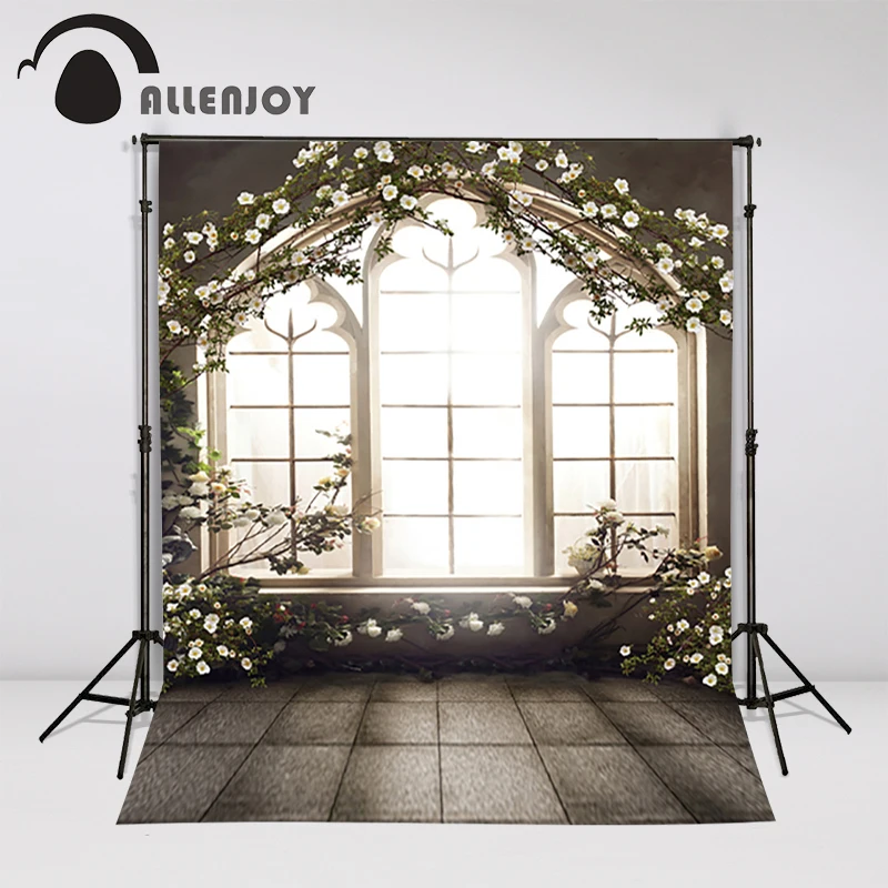 Allenjoy photographic background Brick window sill flower spring photography backdrops for studio Custom size digital backdrop