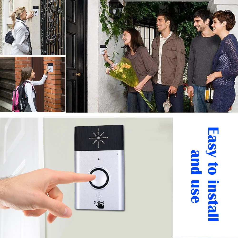 Smart Home Security Door Bell Wireless Voice Intercom Doorbell 2-way Talk Monitor with Outdoor Unit Button Indoor Unit Receiver