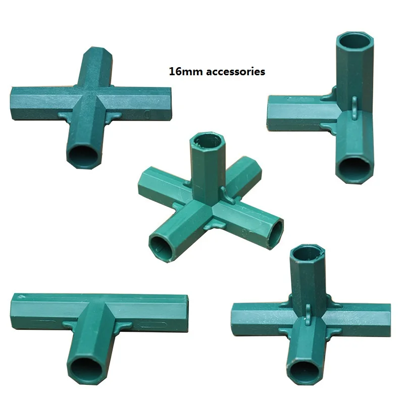 20PCS 16MM Plastic Filled Steel Tube Parts Gardening Greenhouse Joints Garden Plastic Tee Connectors Bracket DIY Fittings