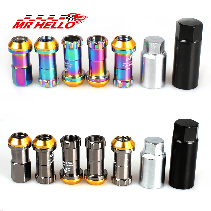 New R40 Style 44mm Wheel Nuts Steel M12x1.5/1.25 Racing Lug Nuts 20pcs lock racing lug nuts + 2 set security key