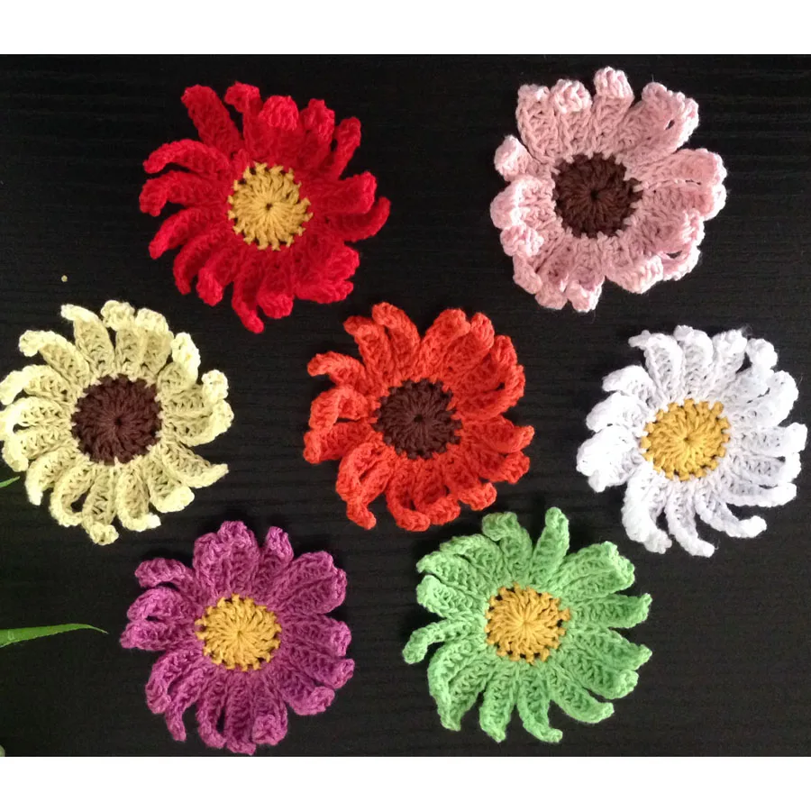 40pcs/lot Handmade Coaster DIY Cotton Clothes Flowers Accessories Hair Decoration Cup Mat Crochet Doily 7cm Shooting Props