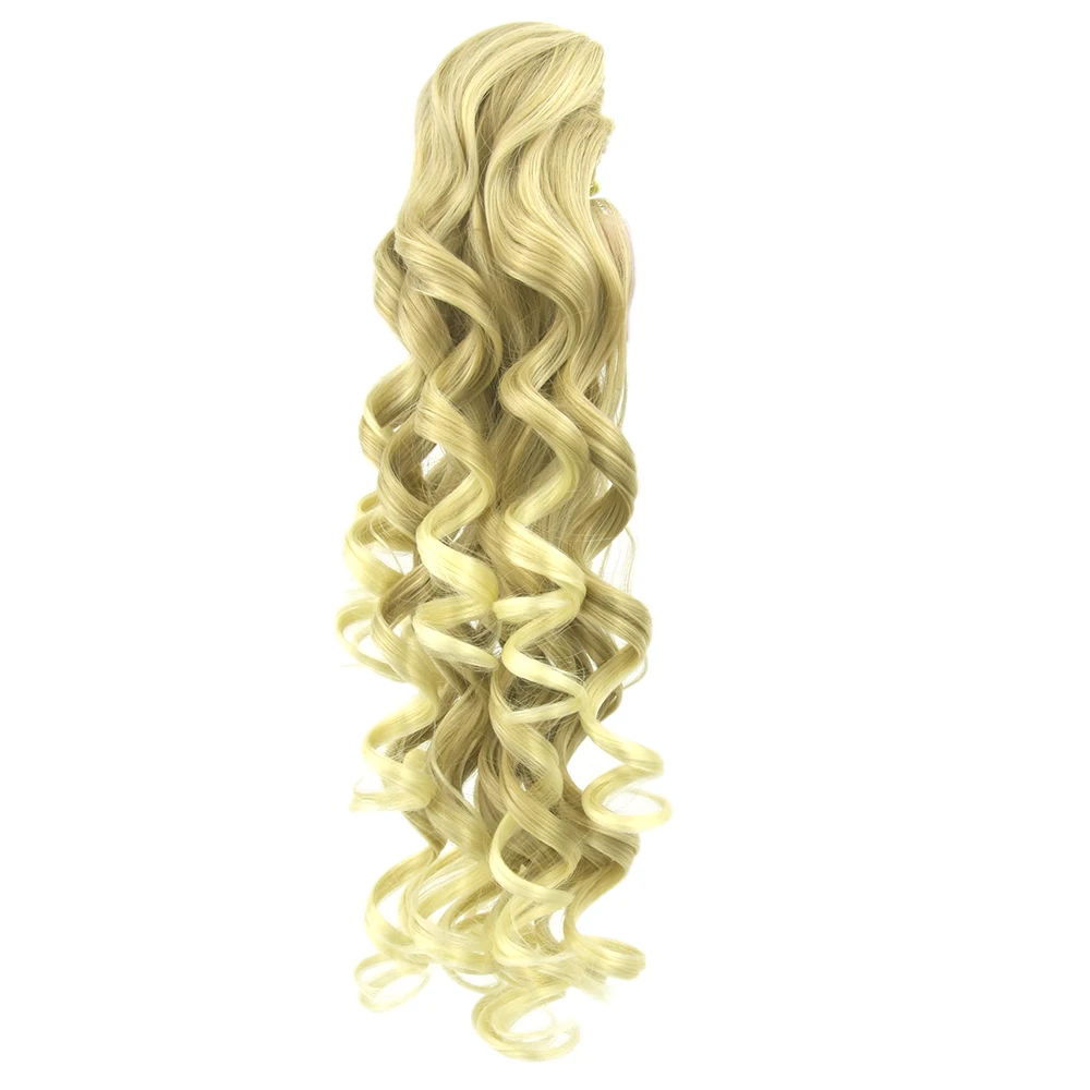 Soowee Long Blonde Curly Clip In Hair Extensions Pony Tail High Hairpieces for Hair Claw Ponytail Women Headwear Accessories