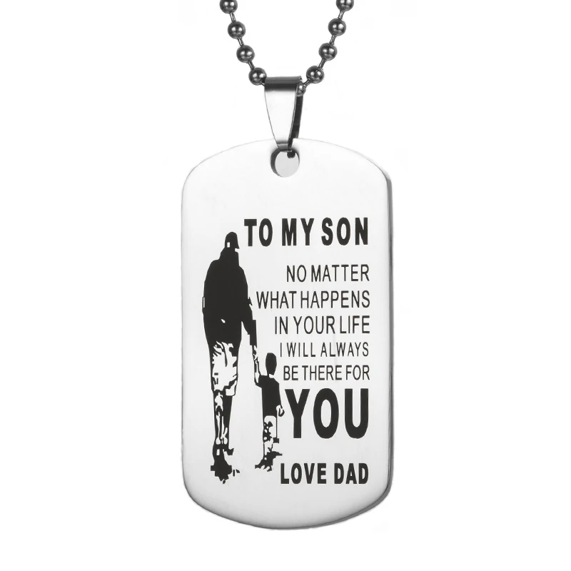 Caxybb Brand a My Son Dog Tag Stainless Steel Father-Son Pendant Necklace Nameplated Necklace Love Gift To my son