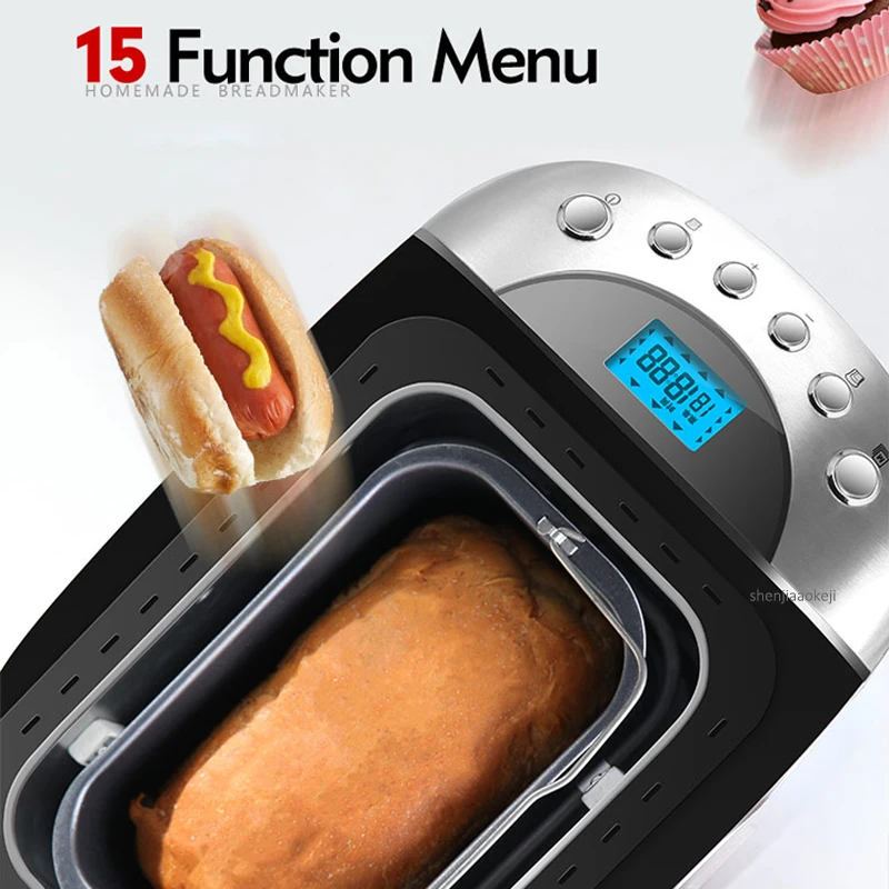 المنزل التلقائي ماكينة الخبز ذكي مزدوج التدفئة أنبوب سعة كبيرة العجن العجين الإفطار آلة الخبز المحمصة 220 فولت