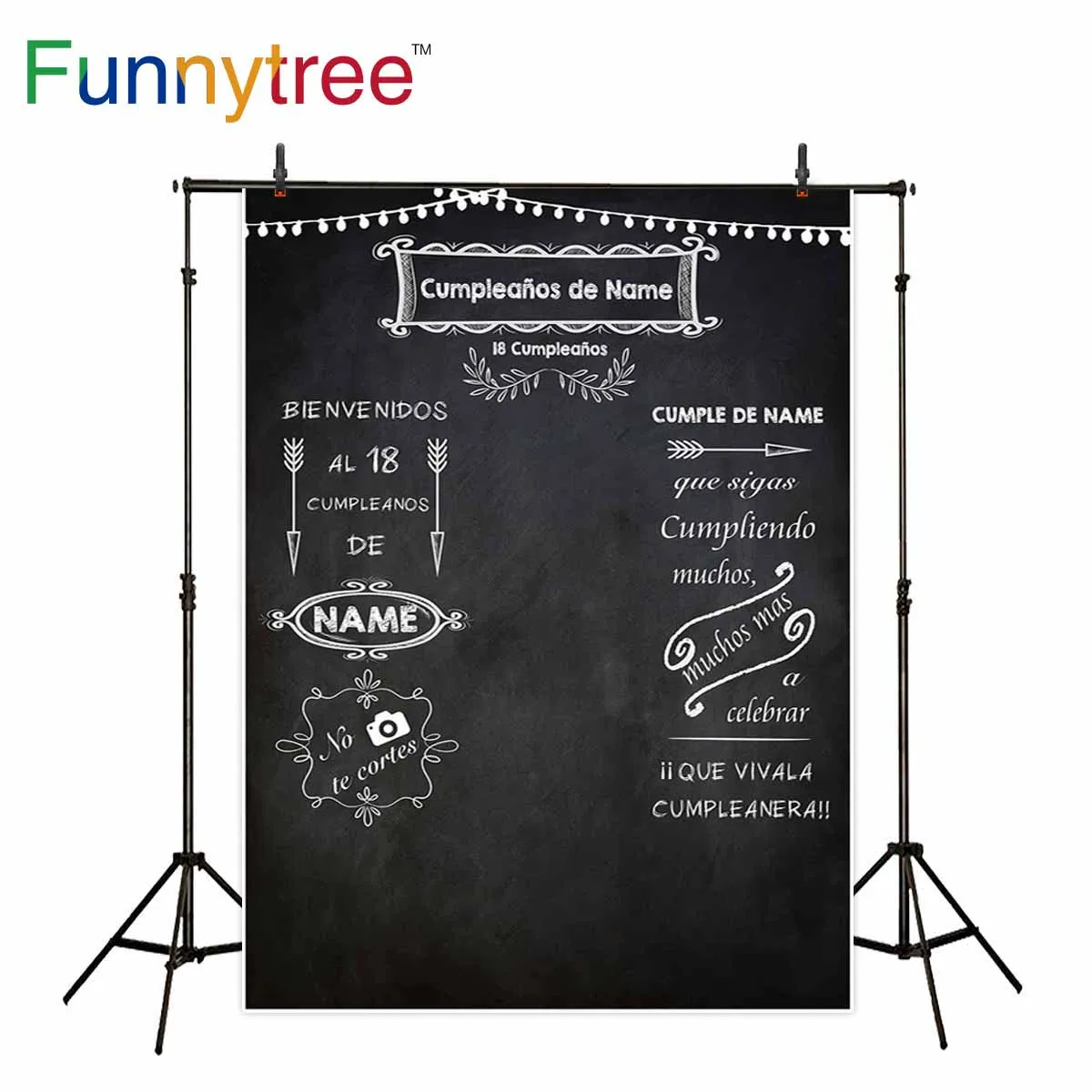 Funnytree photography backdrops blackboard chalk drawing Custom text birthday photocall photo background photobooth photophone