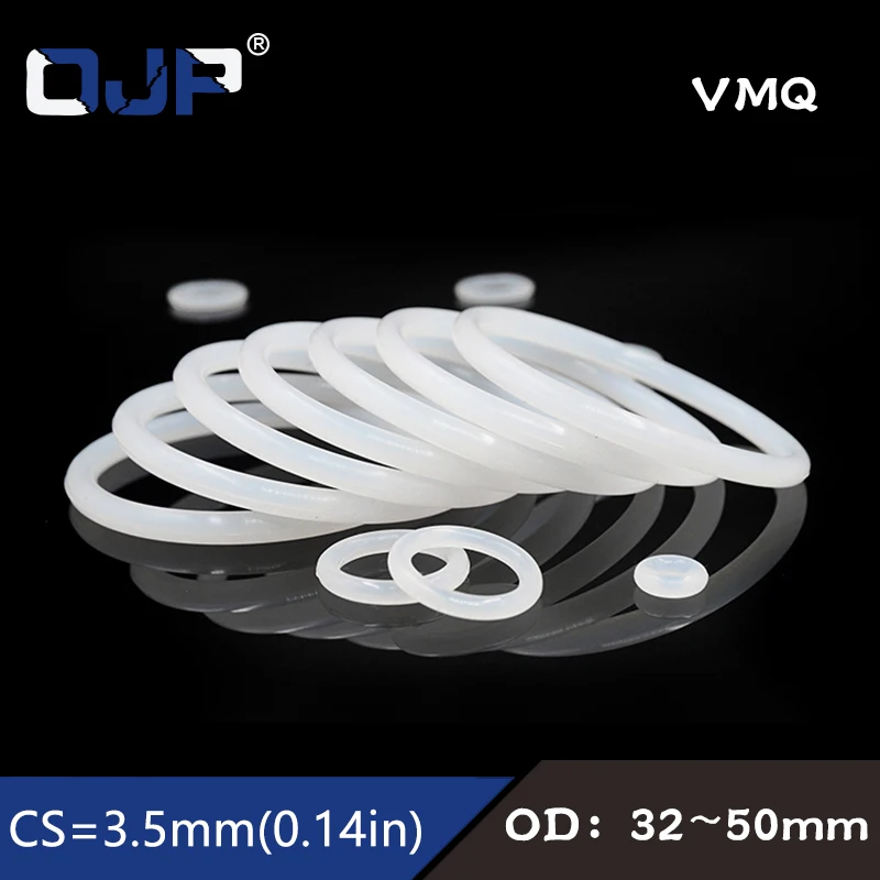 5PCS/lot Silicon Ring Silicone/VMQ O ring 3.5mm Thickness OD32/33/34/35/37/38/39/40/44/45/48/50mm Rubber O ring Seal Gasket