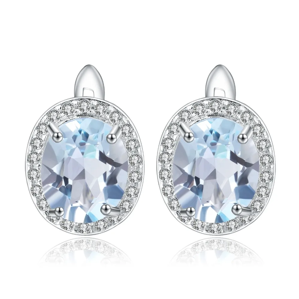 GEM\'S BALLET Natural Sky Blue Topaz Gemstone Classic Stud Earrings 925 Sterling Silver Earrings Fine Jewelry Women Wedding