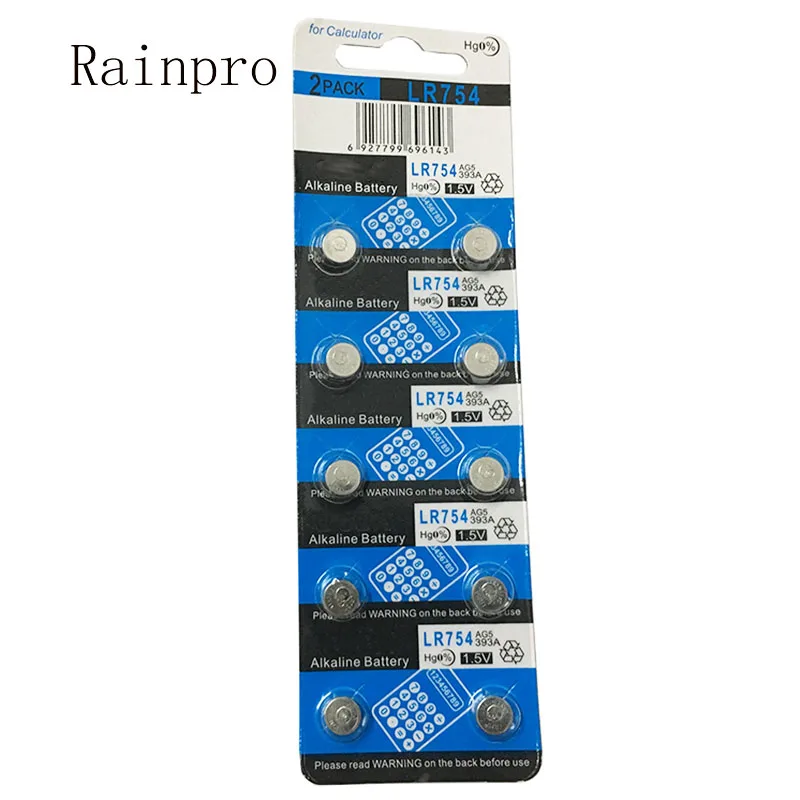  10PCS/LOT  AG5/393A/398A/LR754/LR48 button battery for  hearing aids.