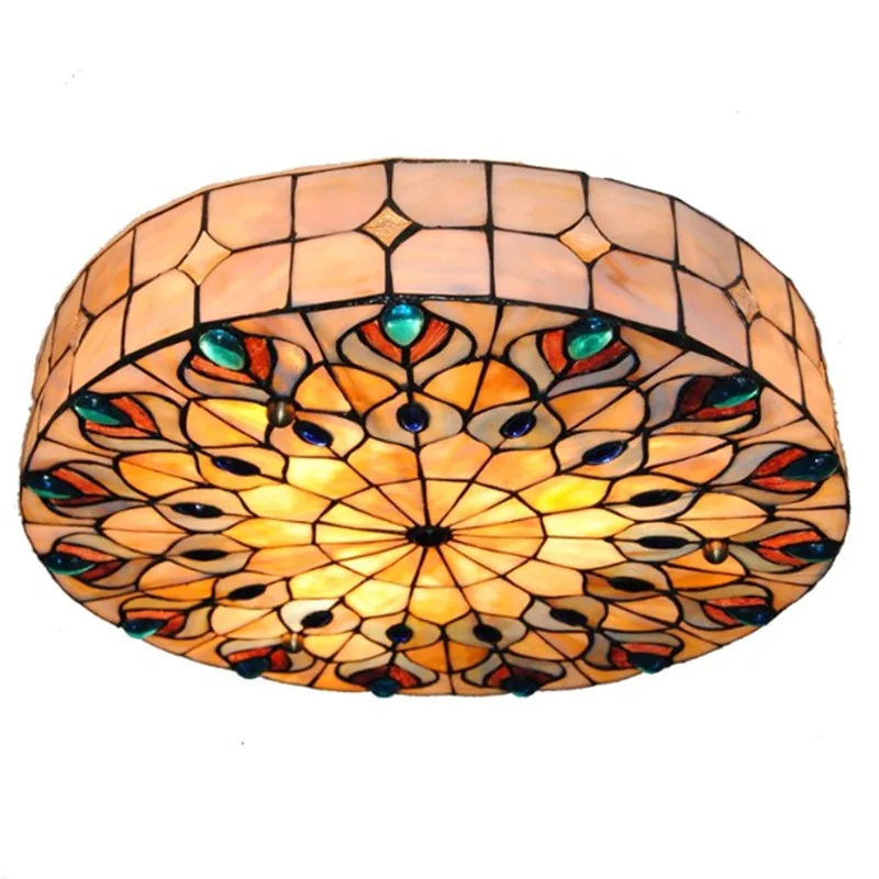

Bedroom Ceiling Light Creative Meditteranean Sea Shell Peacock Tail E27 Holder Light Fitting Surface Mounted Ceiling Lamp