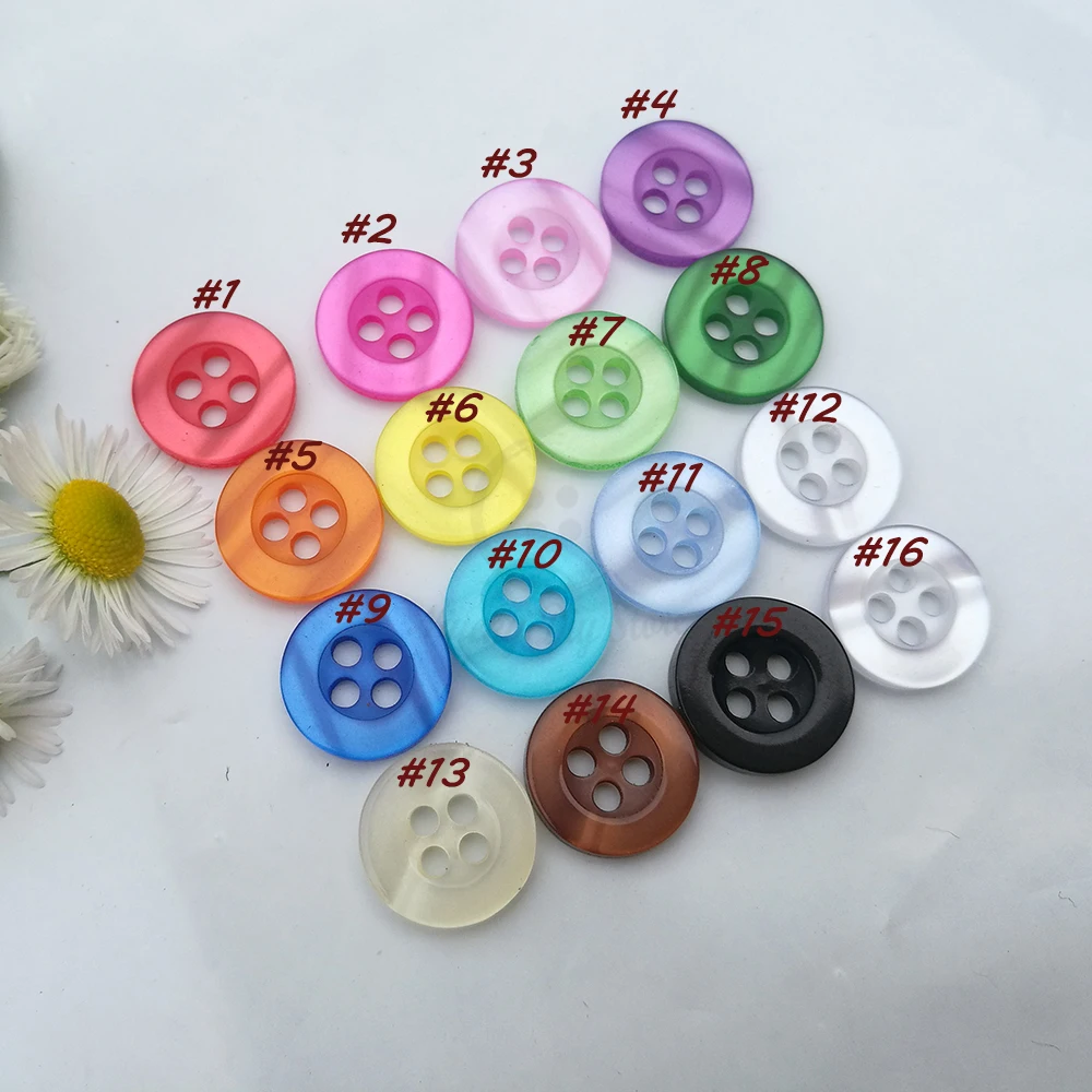 120pcs 11mm Mix colors / 1 color 4 holes Resin Shirt Buttons for Sewing scrapbooking craft Decorative Accessories Loose Buttons